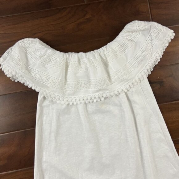 Boden Size UK 10 / US 6 L White Off The Shoulder Ruffle Jersey Dress - Picture 8 of 9